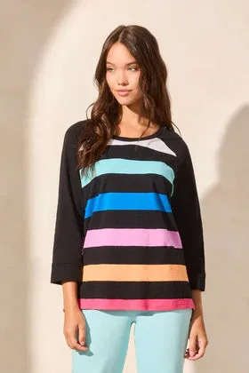 3/4 Raglan Slv Crew Neck Top-Beetroot