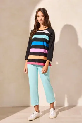 3/4 Raglan Slv Crew Neck Top-Beetroot