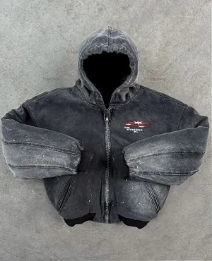 Advbridge 2024 High Street Trendy Brand Streetwear Harajuku Retro Embroidery Splash Ink Wash Denim Jacket Men Hip Hop Casual Hooded Coat