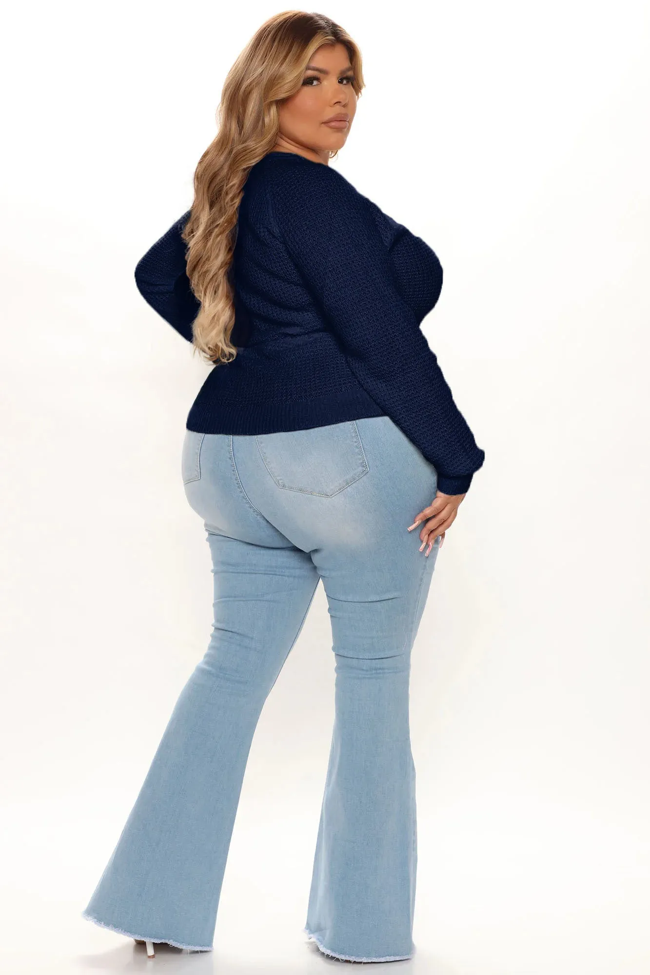 Ariana Waffle Sweater - Navy