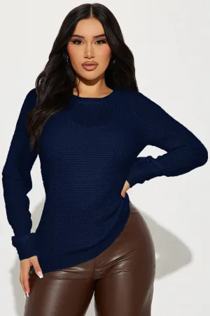 Ariana Waffle Sweater - Navy