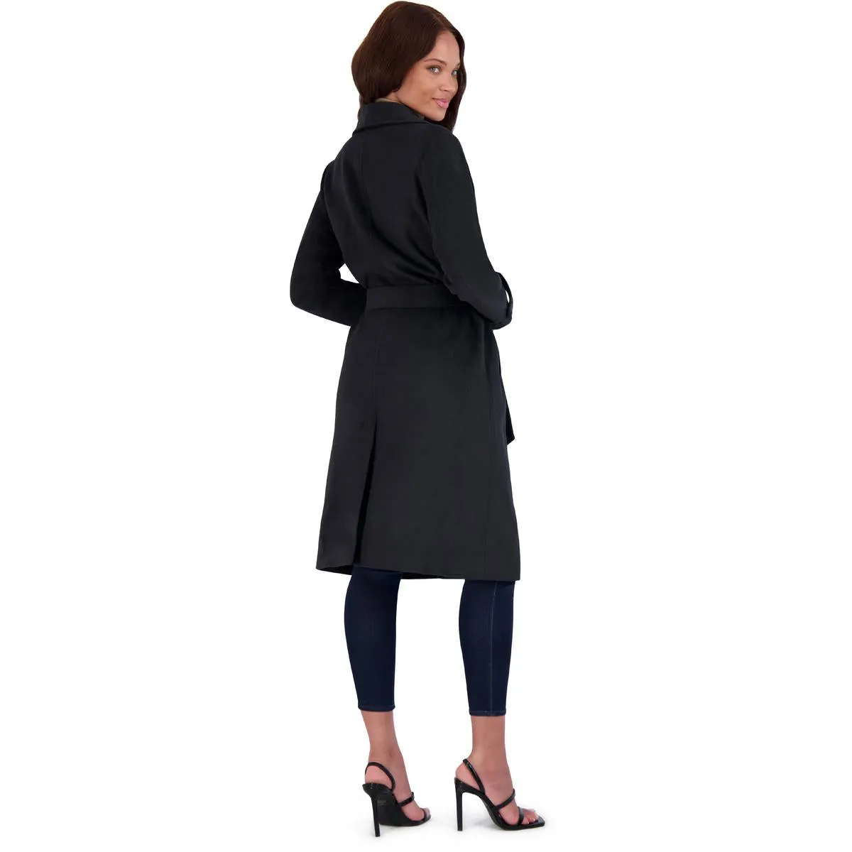 Avec Les Filles Women’s Double-Breasted Faux Wool Wrap Coat