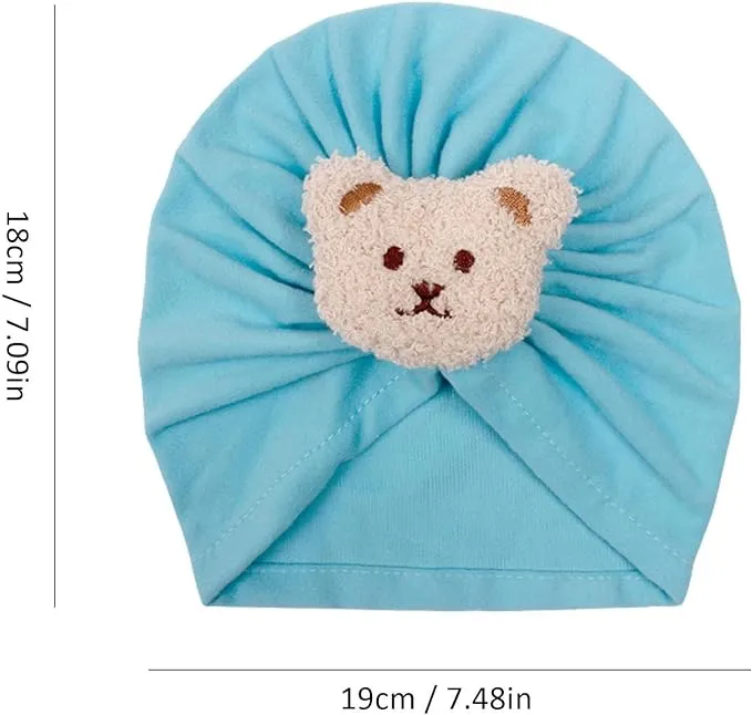 Babymoon | Set of2 | Beanie Bear Turban Knot Boy’s Girl’s Kids New Born Baby Cap Hat Headwear 0-2 Y | Red-Blue