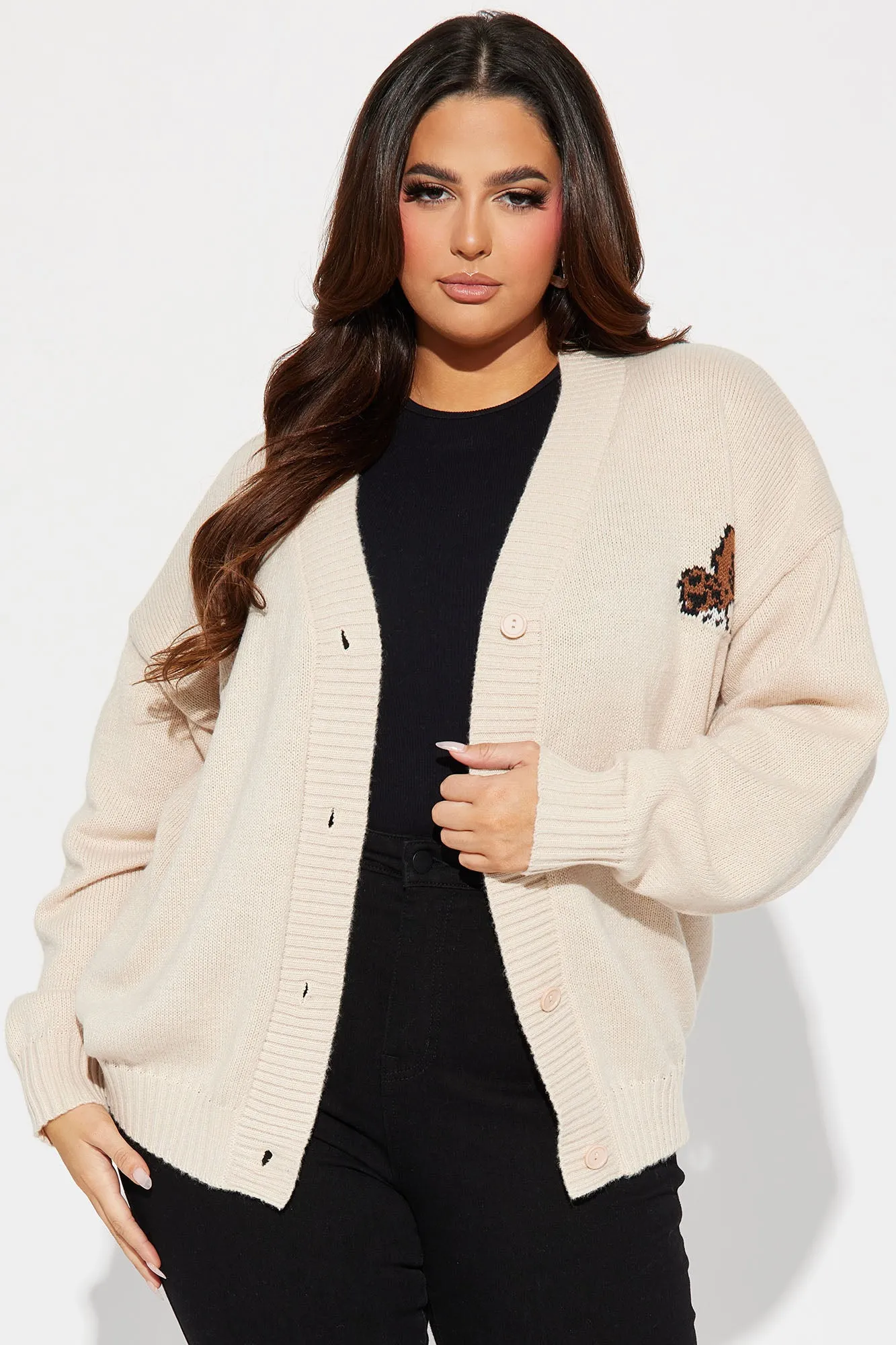 Bad Bear Boyfriend Cardigan - Natural/Combo