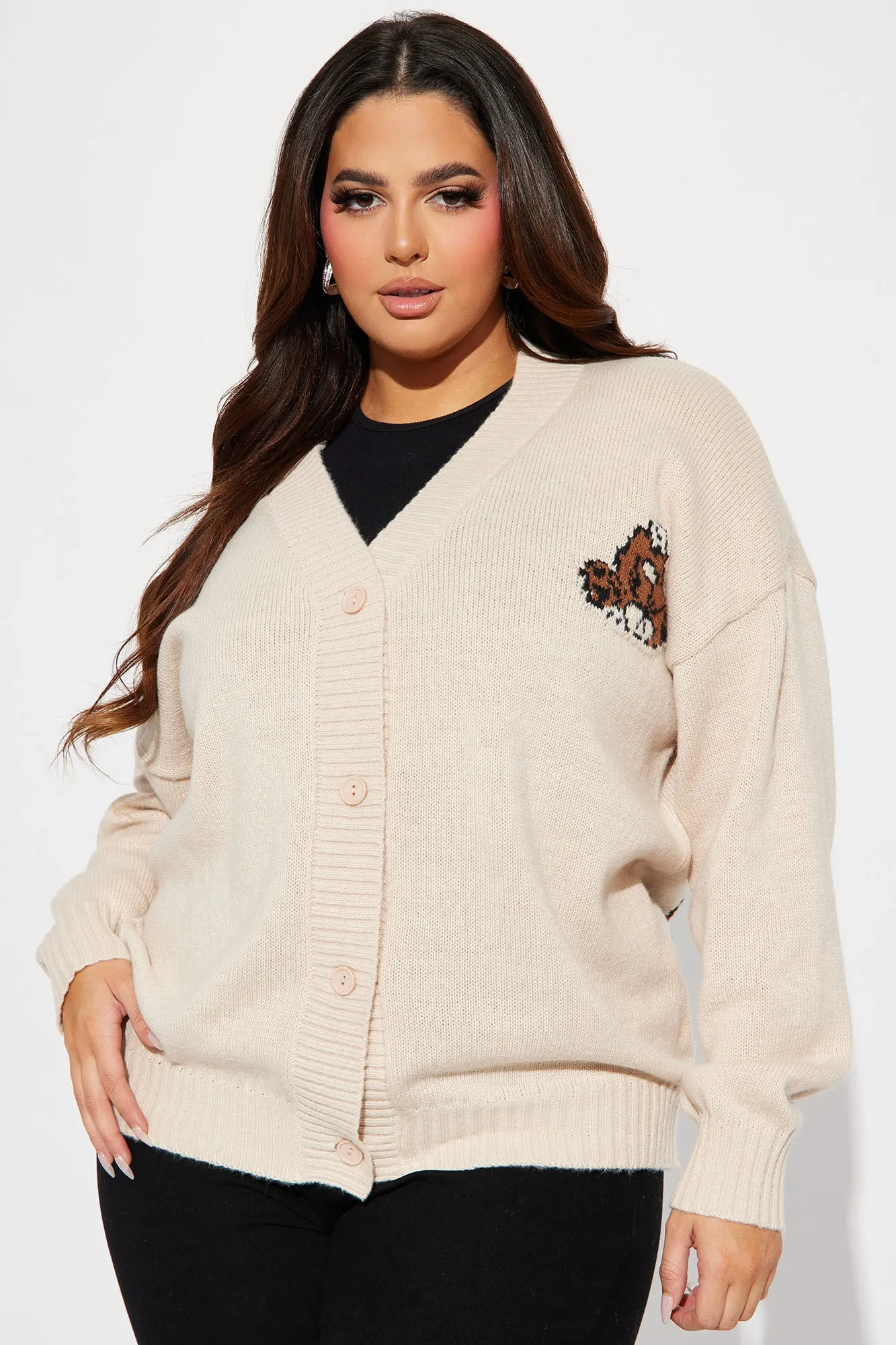 Bad Bear Boyfriend Cardigan - Natural/Combo