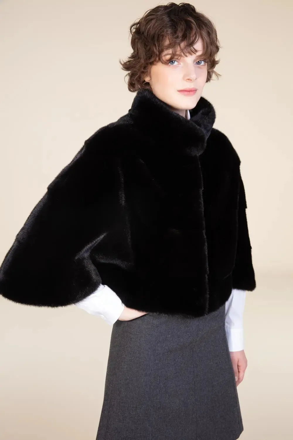 Black mink cape