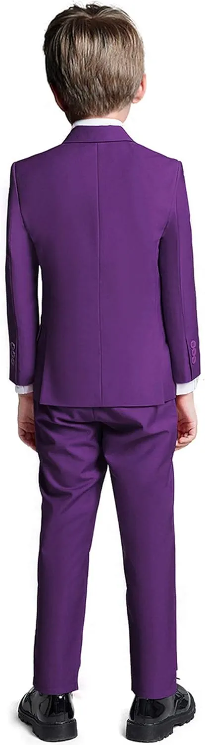 Boys Suit 5 Piece Kids Party Tuxedo Blazer Vest and Pants Set with Tie for Boy Formal