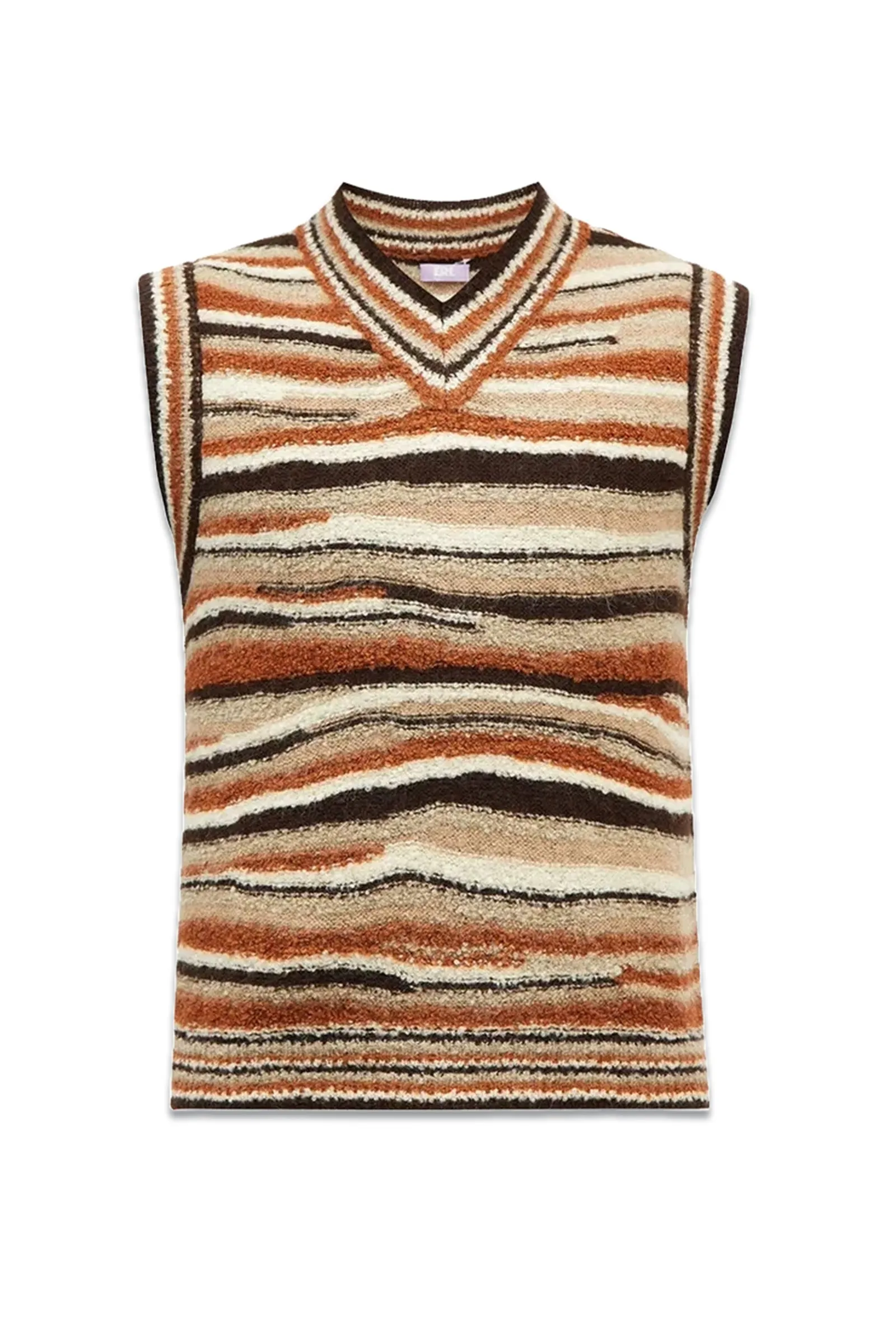 Brown Alpaca Knit V-Neck Vest