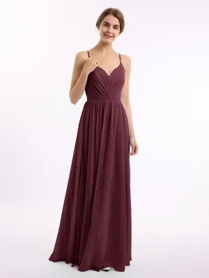 Chiffon Bridesmaid Dresses with Spaghetti Straps-Cabernet Plus Size