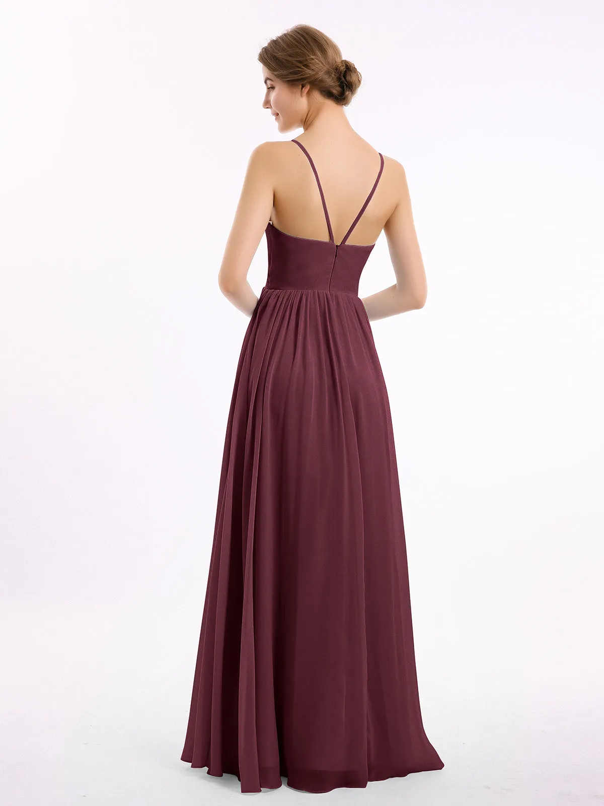Chiffon Bridesmaid Dresses with Spaghetti Straps-Cabernet Plus Size