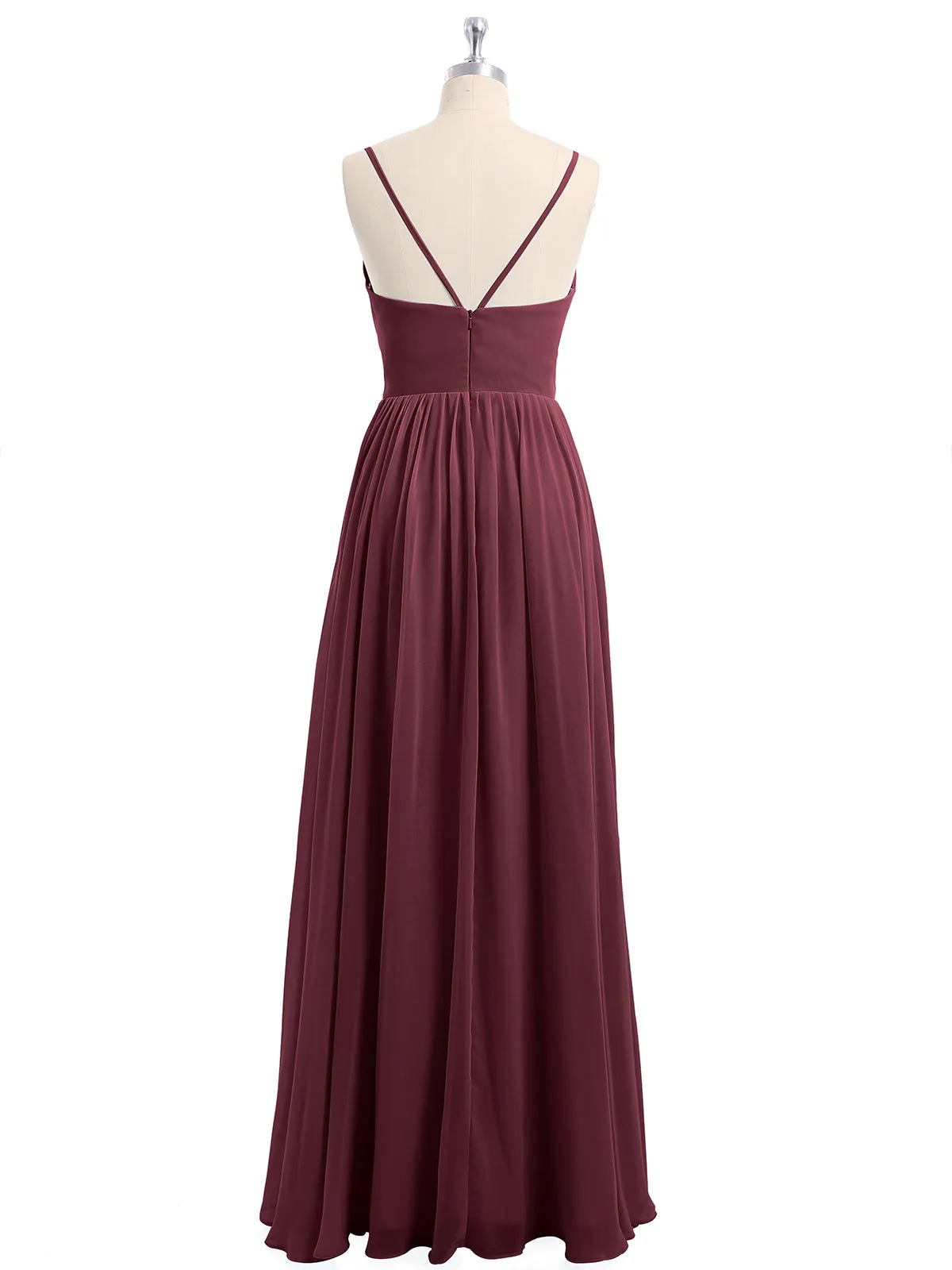 Chiffon Bridesmaid Dresses with Spaghetti Straps-Cabernet Plus Size