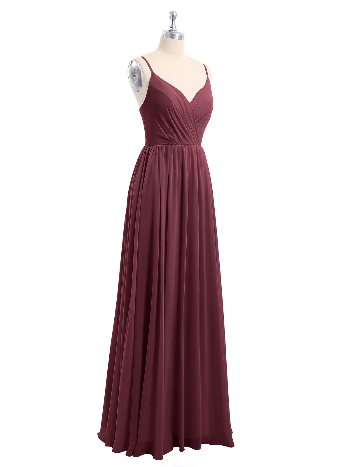 Chiffon Bridesmaid Dresses with Spaghetti Straps-Cabernet Plus Size