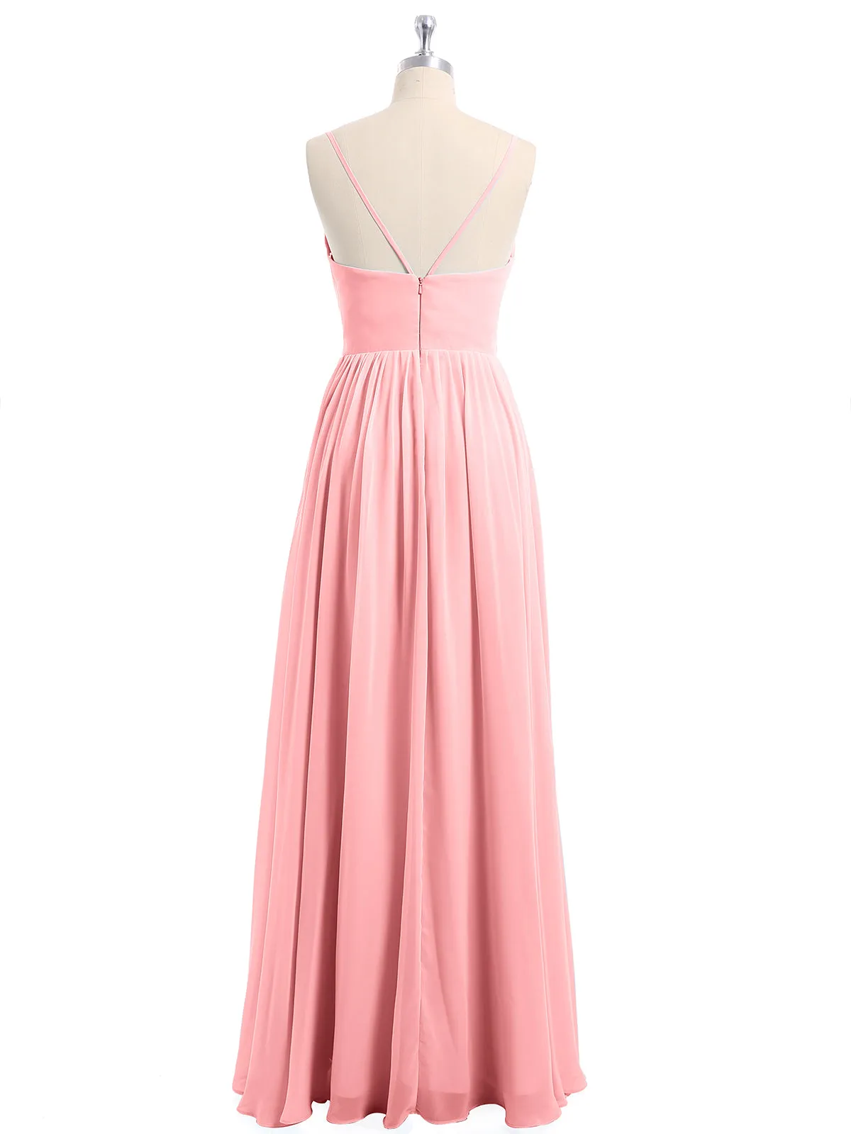Chiffon Bridesmaid Dresses with Spaghetti Straps-Flamingo