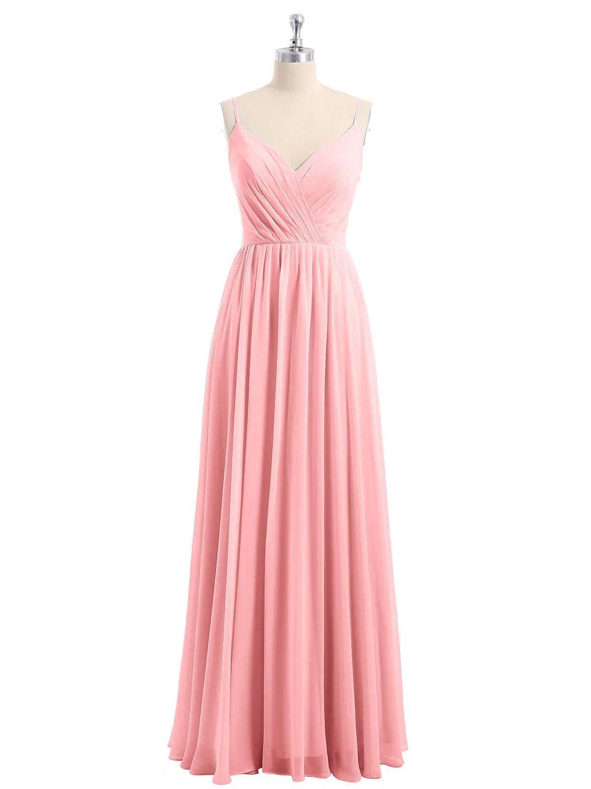 Chiffon Bridesmaid Dresses with Spaghetti Straps-Flamingo