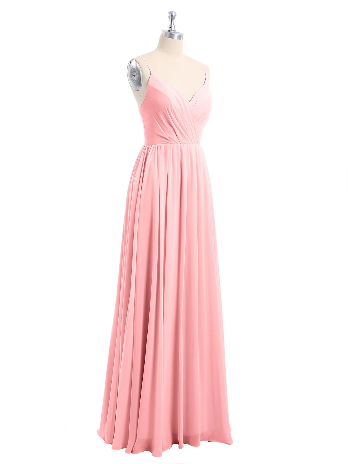 Chiffon Bridesmaid Dresses with Spaghetti Straps-Flamingo
