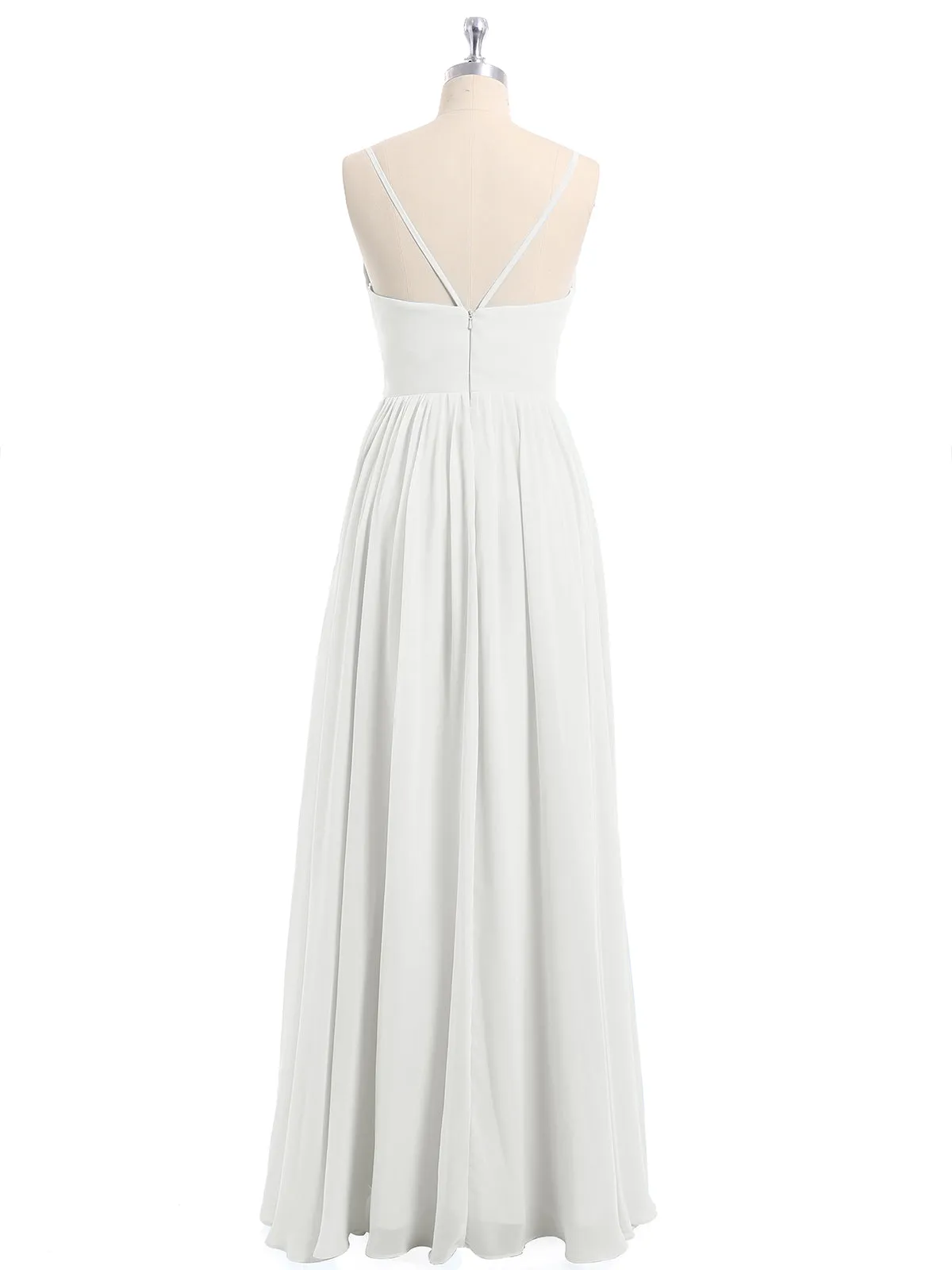 Chiffon Bridesmaid Dresses with Spaghetti Straps-Ivory