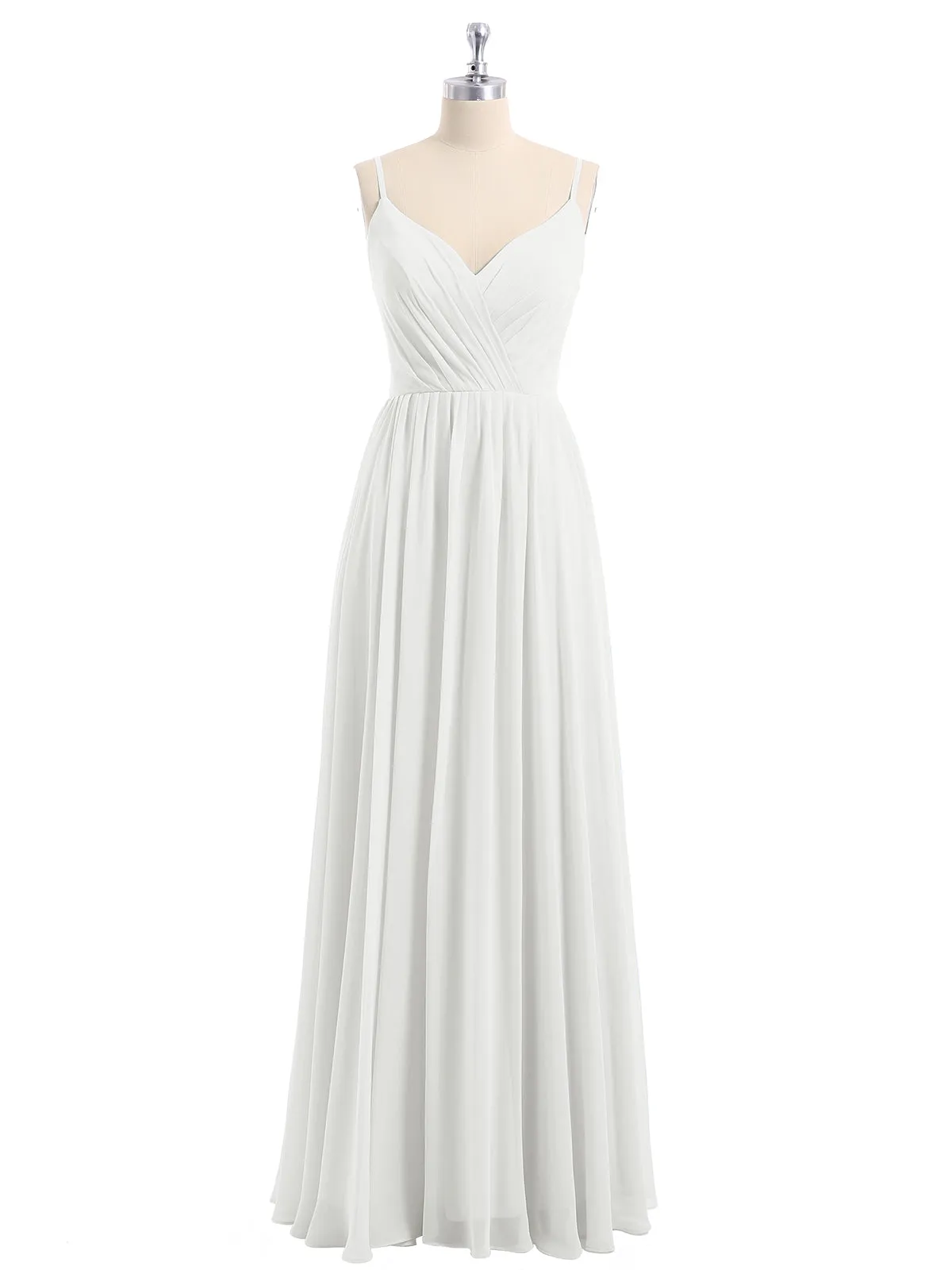 Chiffon Bridesmaid Dresses with Spaghetti Straps-Ivory