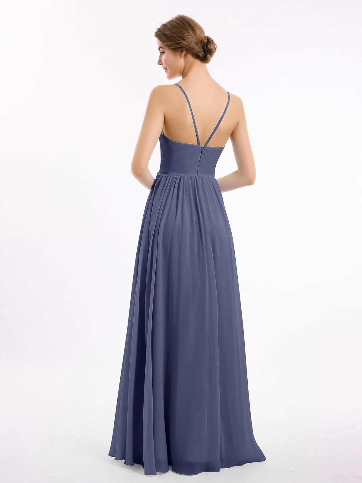 Chiffon Bridesmaid Dresses with Spaghetti Straps-Stormy