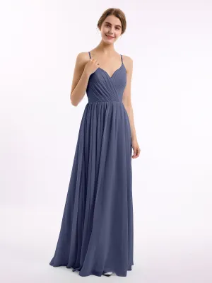 Chiffon Bridesmaid Dresses with Spaghetti Straps-Stormy