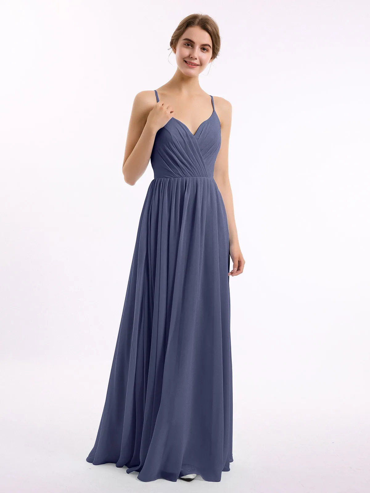 Chiffon Bridesmaid Dresses with Spaghetti Straps-Stormy