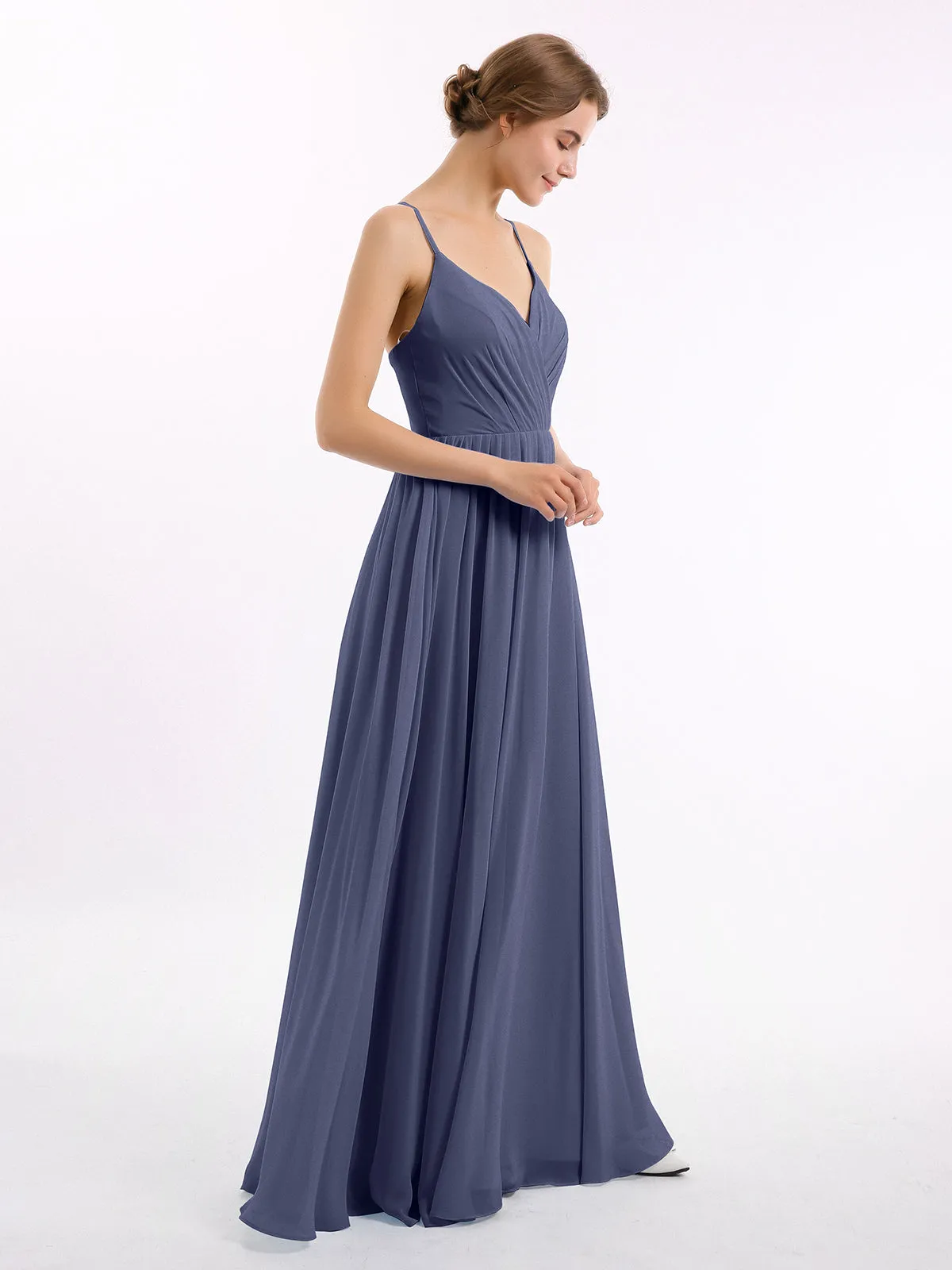 Chiffon Bridesmaid Dresses with Spaghetti Straps-Stormy