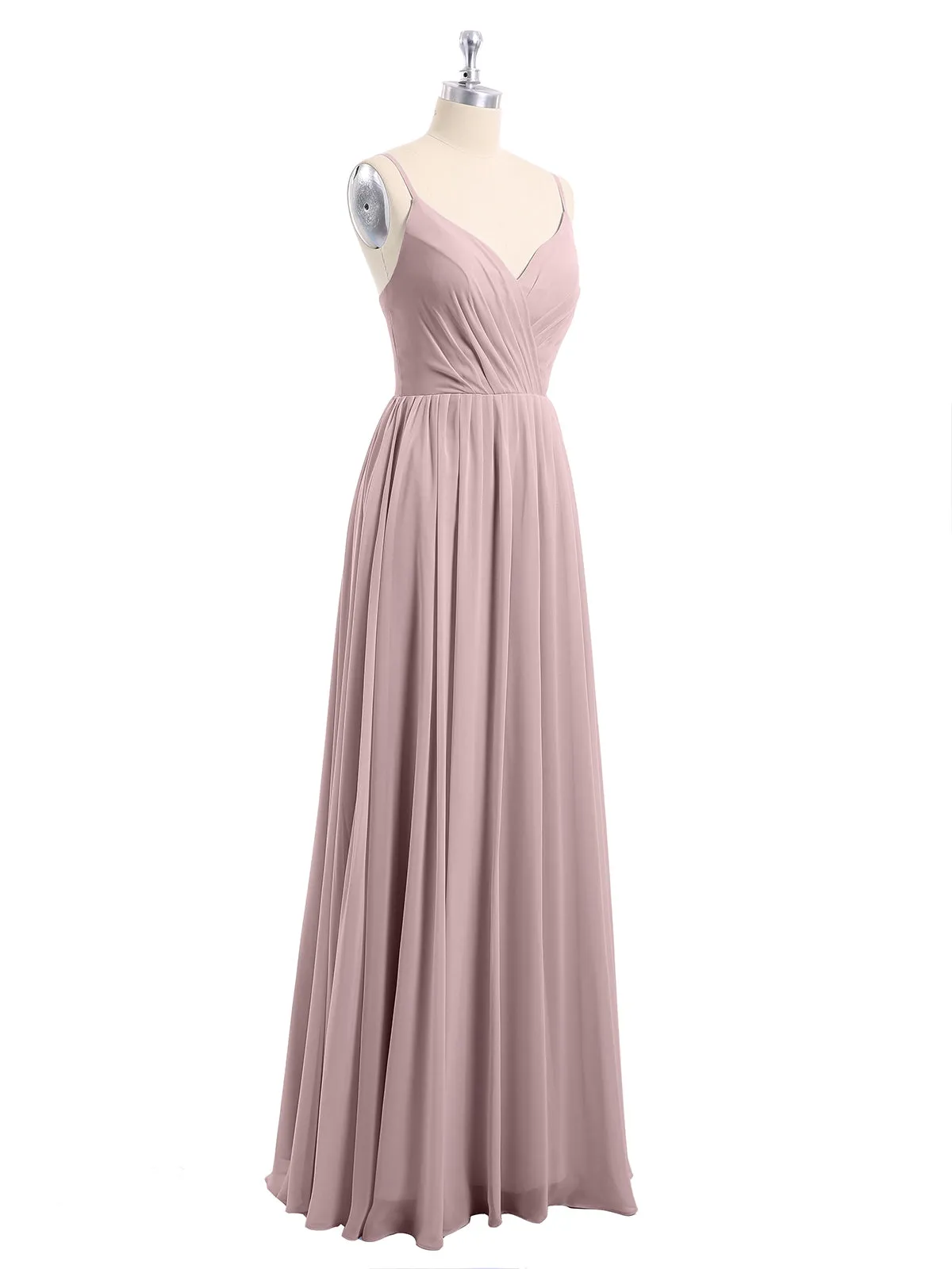 Chiffon Bridesmaid Dresses with Spaghetti Straps-Vintage Mauve Plus Size