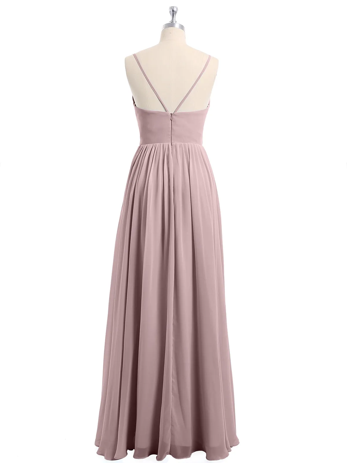Chiffon Bridesmaid Dresses with Spaghetti Straps-Vintage Mauve Plus Size