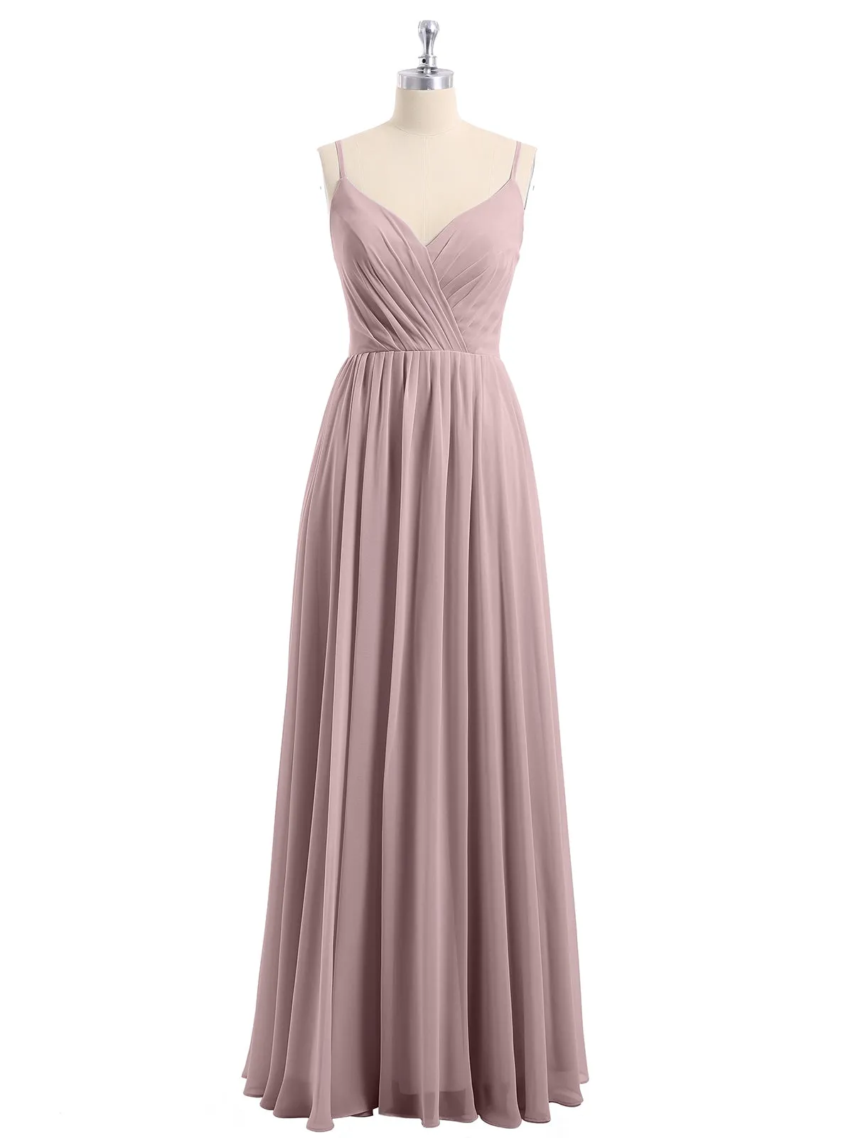 Chiffon Bridesmaid Dresses with Spaghetti Straps-Vintage Mauve Plus Size