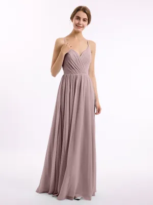 Chiffon Bridesmaid Dresses with Spaghetti Straps-Vintage Mauve Plus Size