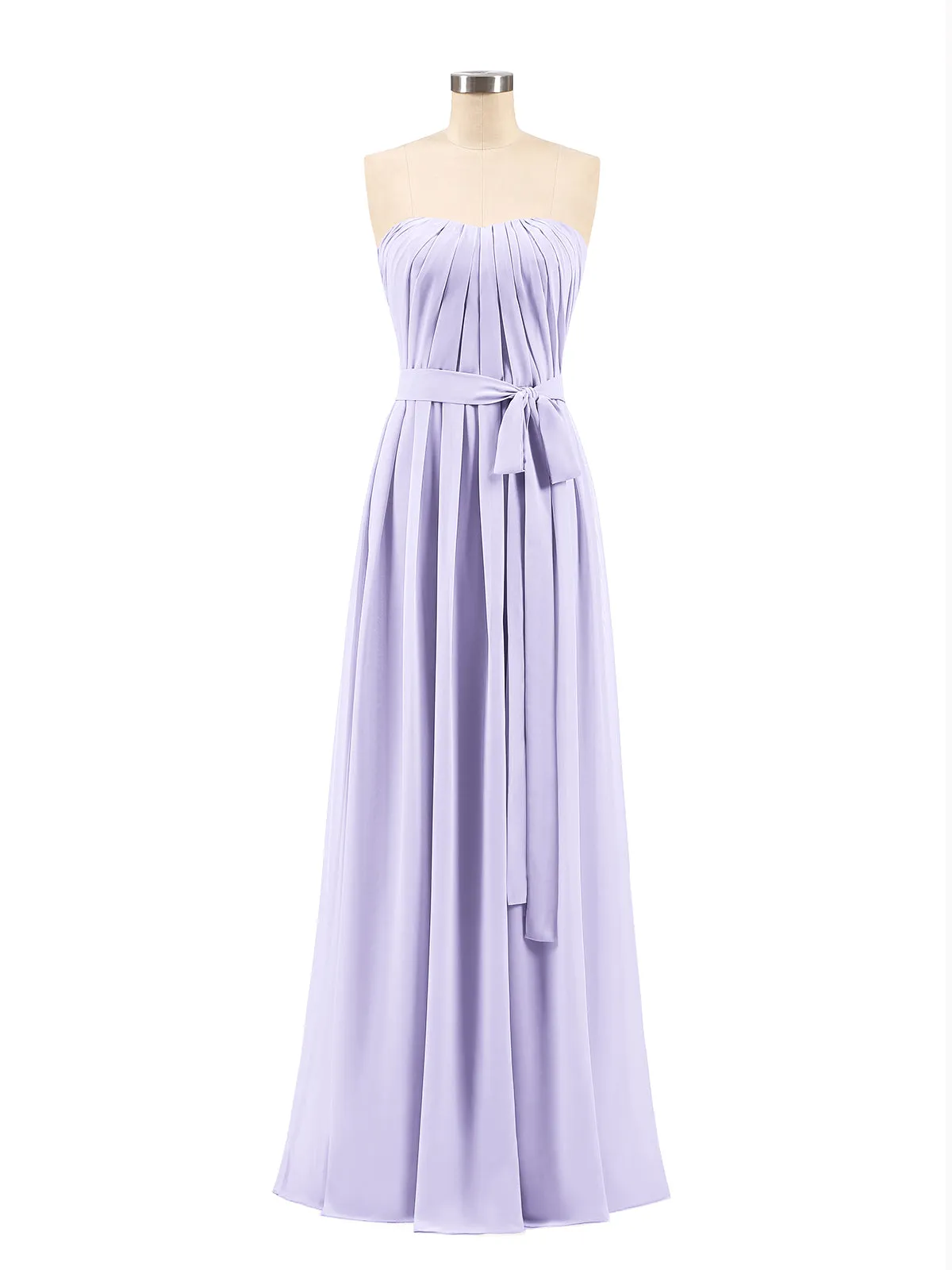 Chiffon Strapless Bridesmaid Gown with Sash-Lilac