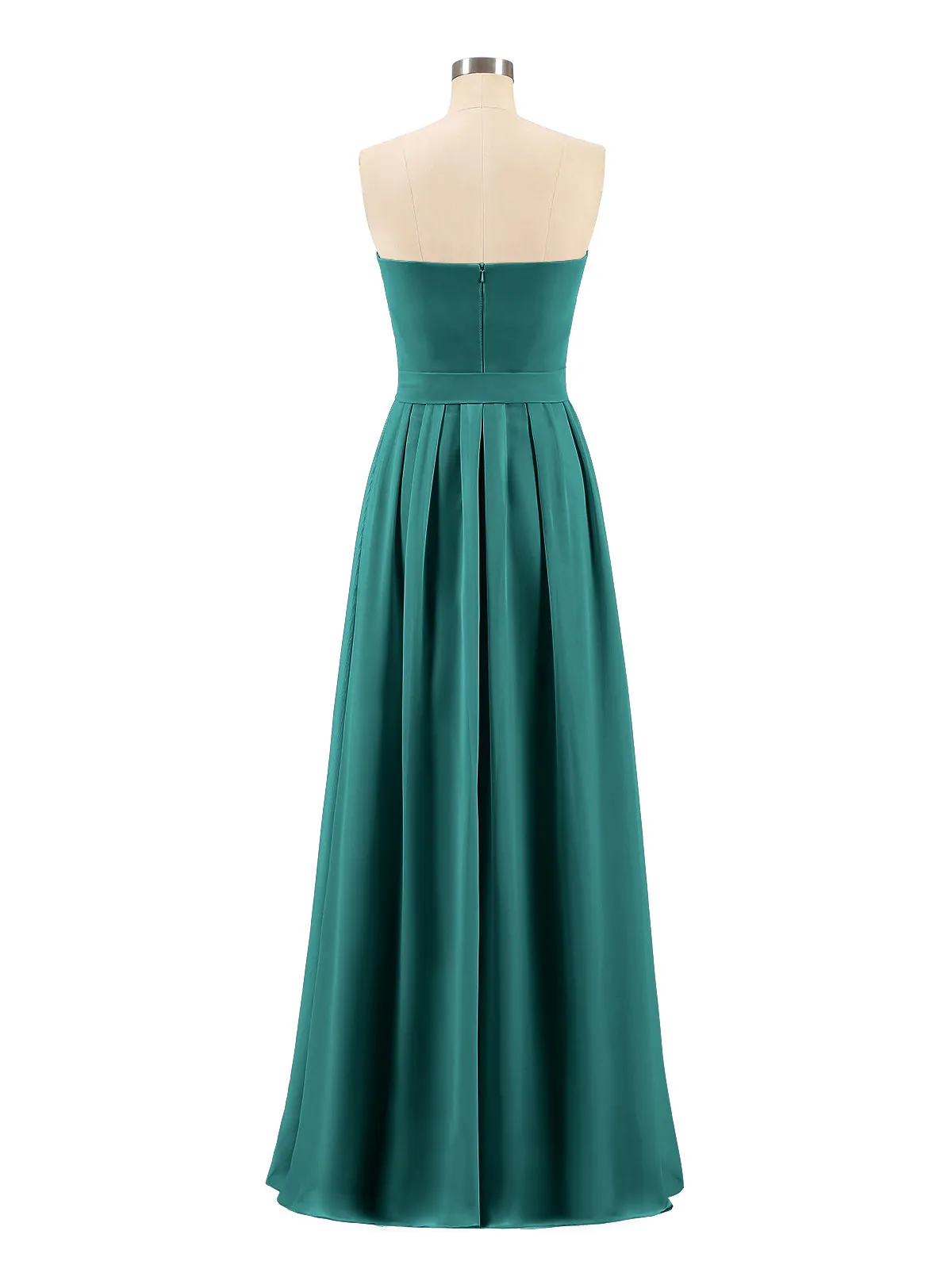 Chiffon Strapless Bridesmaid Gown with Sash-Peacock
