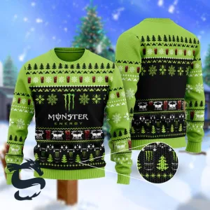 Christmas Scenes With Monster Energy Ugly Sweater