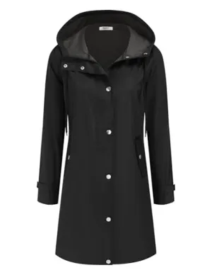 Code Z9JLTHFM - Zeagoo Rain Jacket Women Waterproof Raincoat with Hood Lightweight Windbreaker Long Rain Coats for Women Trendy, Black XL
