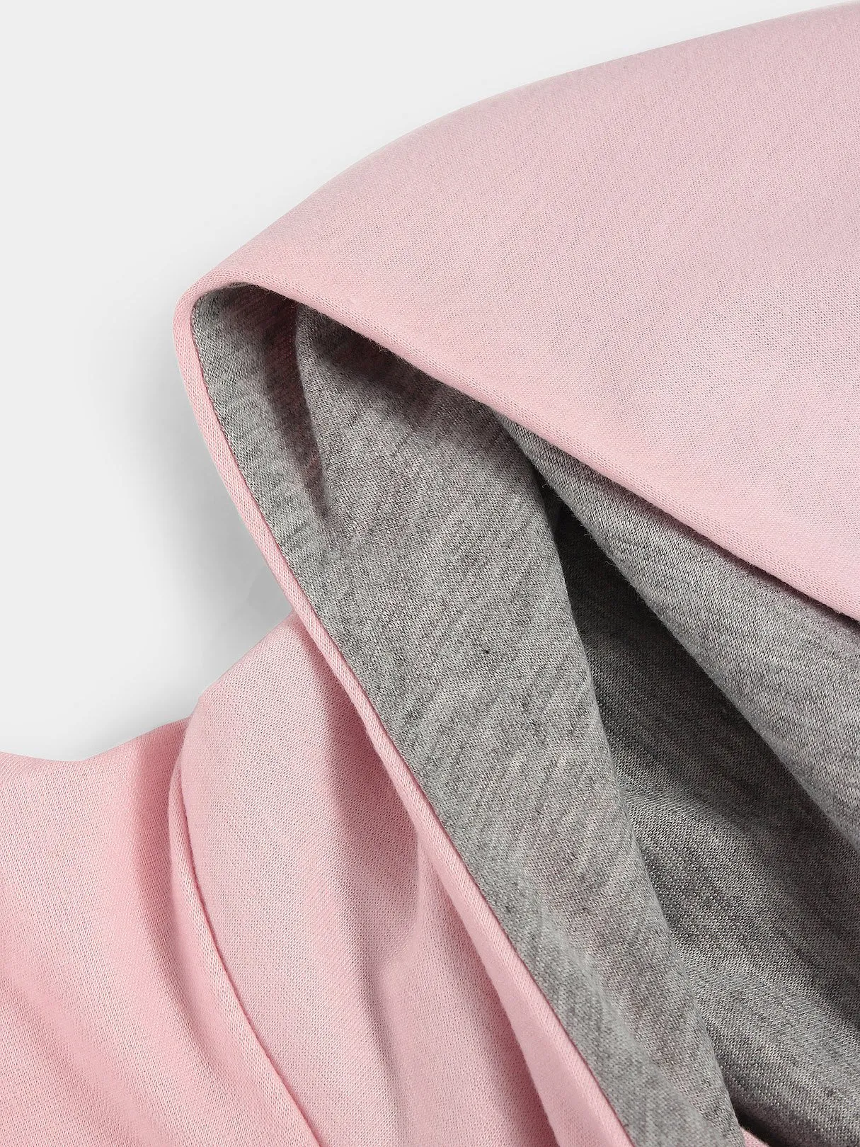 Custom Pullover Hooded Long Sleeve Irregular Hem Pink T-Shirts