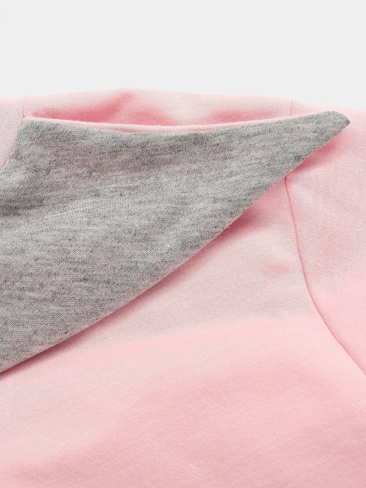Custom Pullover Hooded Long Sleeve Irregular Hem Pink T-Shirts