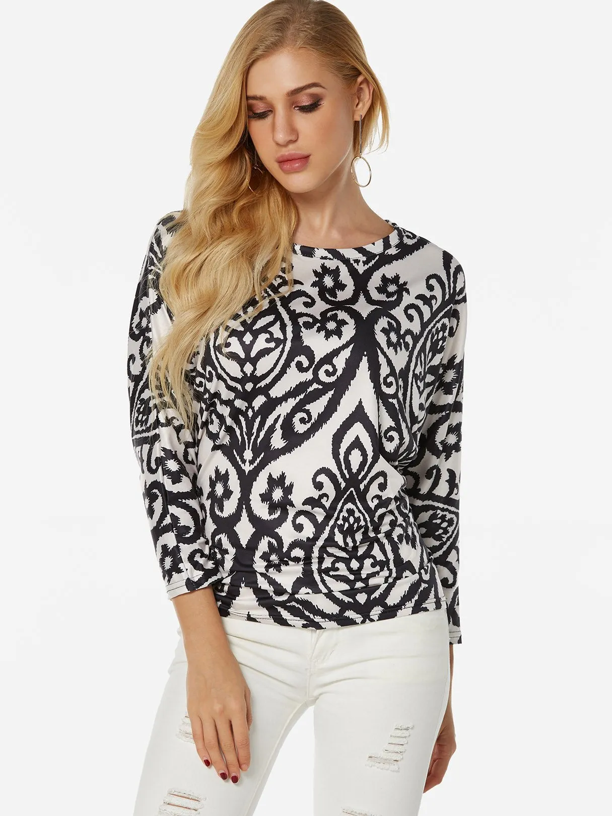 Custom Round Neck 3/4 Sleeve T-Shirts