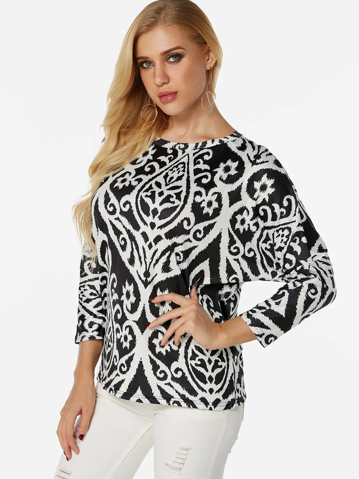 Custom Round Neck 3/4 Sleeve T-Shirts