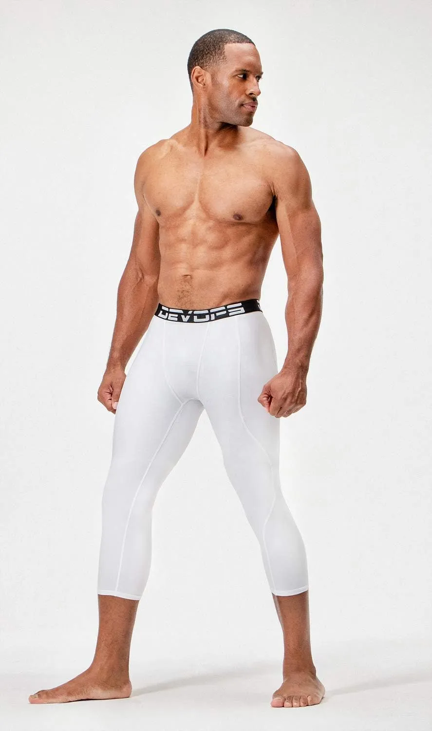 DEVOPS 2 Pack Men's 3/4 Compression Pants Athletic Leggings with Pocket