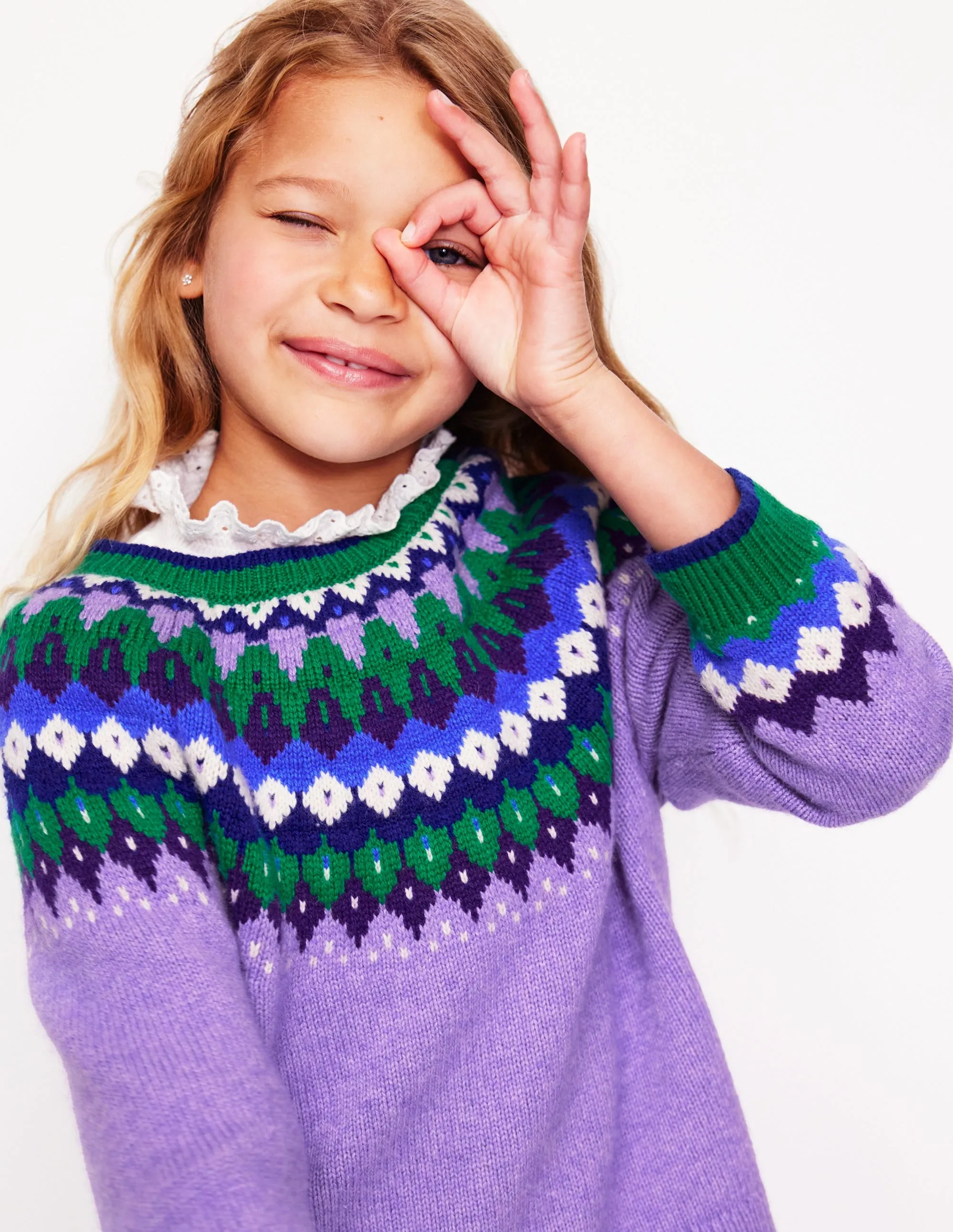 Eleanor Fair Isle Jumper-Aster Purple