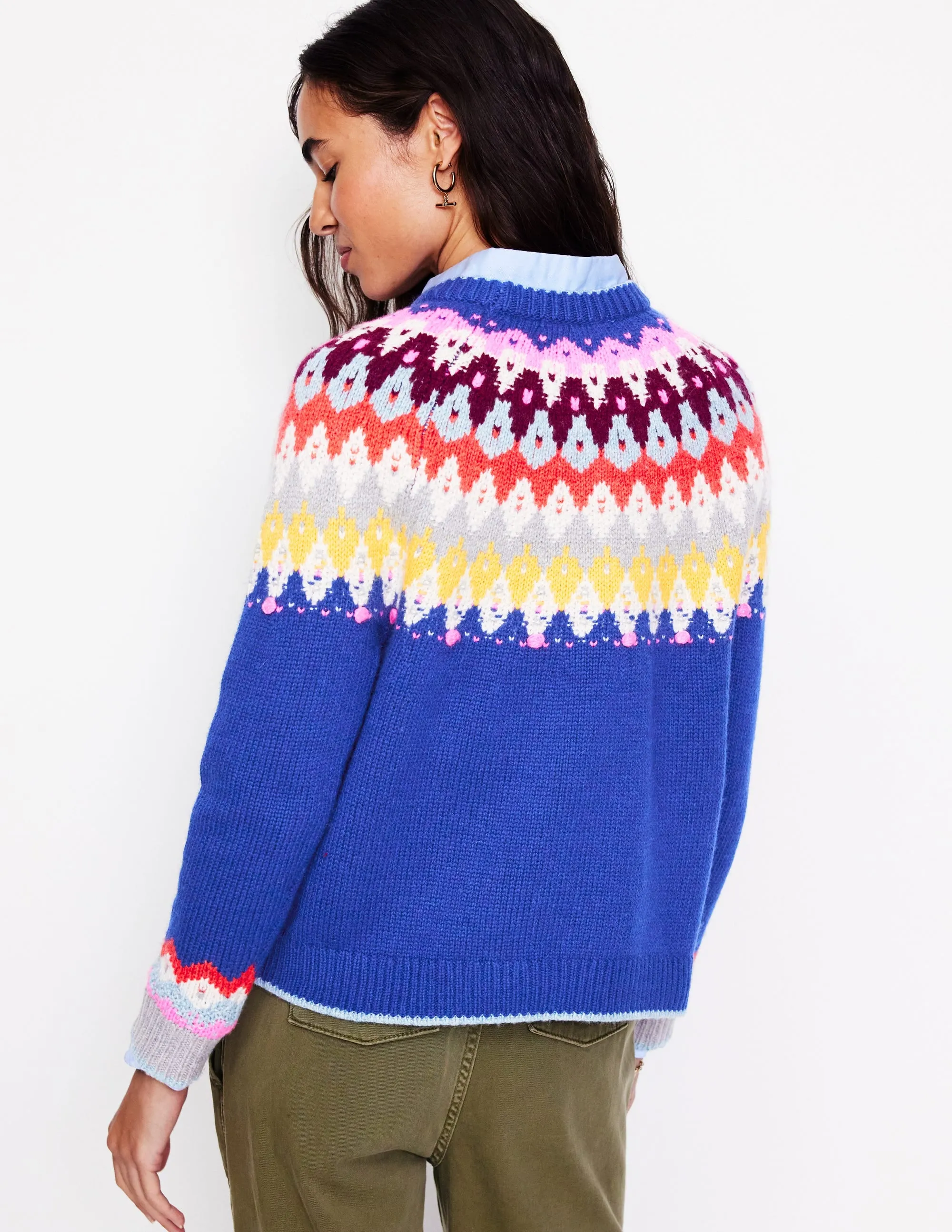 Eleanor Fair Isle Jumper-Sapphire Blue Fair Isle