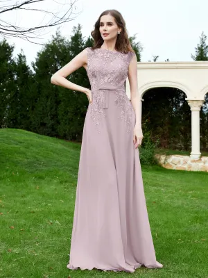 Elegant Illusion Lace Appliqued Dress With Buttons Dusk