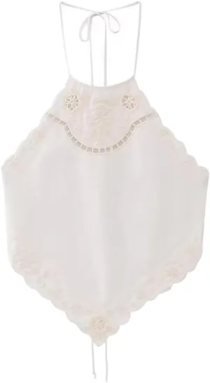 Embroidered Floral Halter Neck Strap Camisole Vest Women