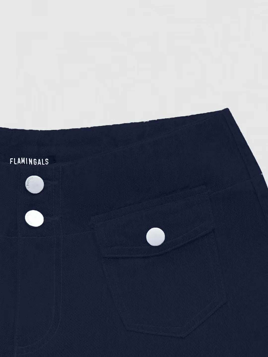 Flamingals Women's Flap Pocket Button Front Wide Leg Jeans Low Waist Casual Pants