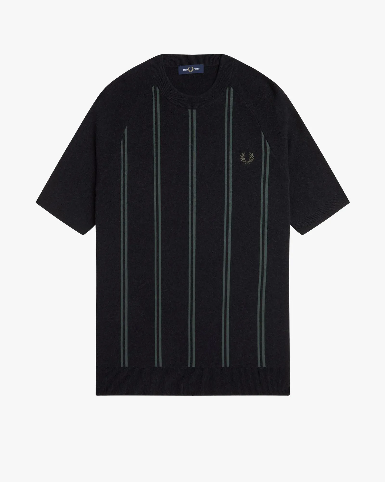 Fred Perry Stripe Knitted T Shirt - Black