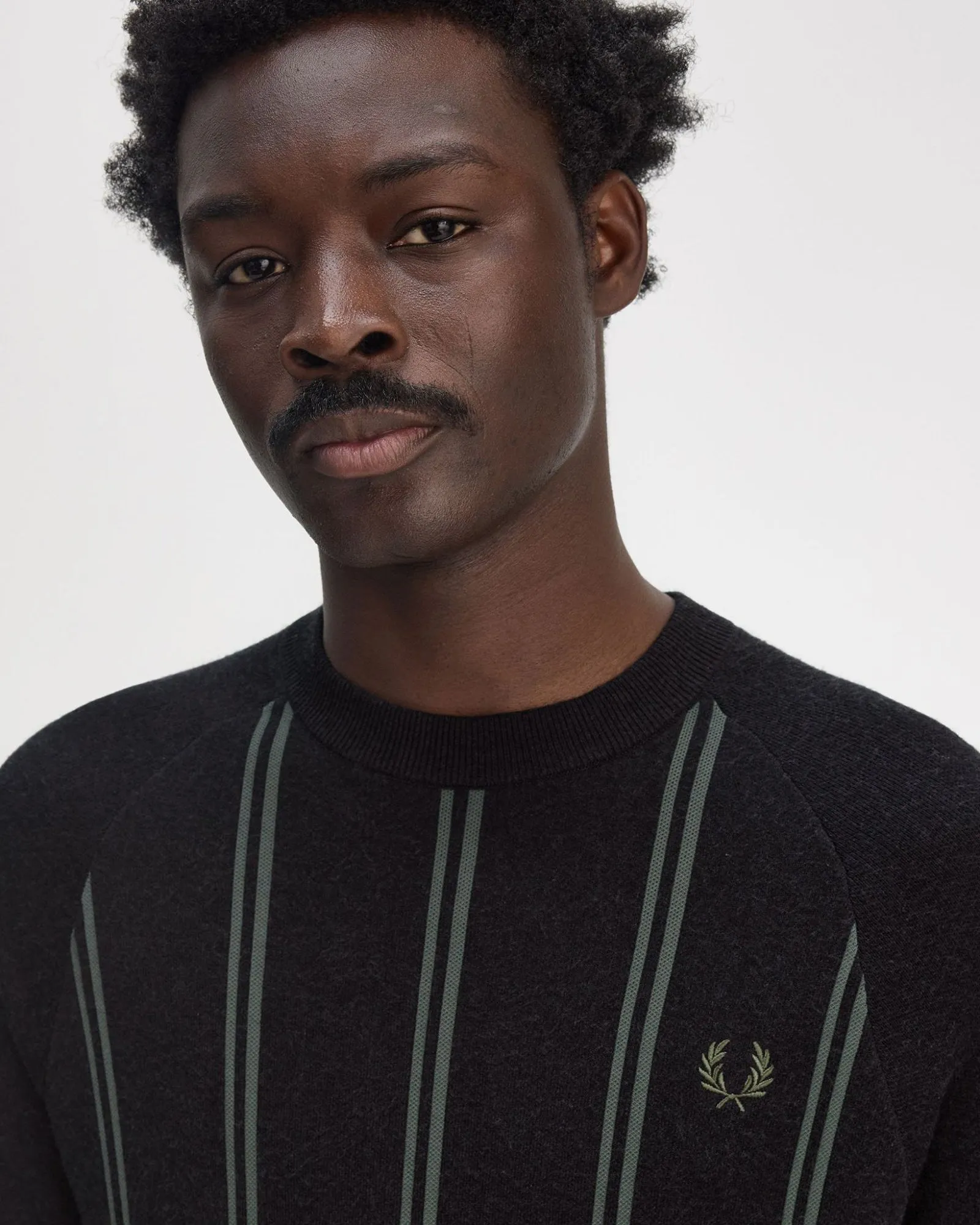 Fred Perry Stripe Knitted T Shirt - Black