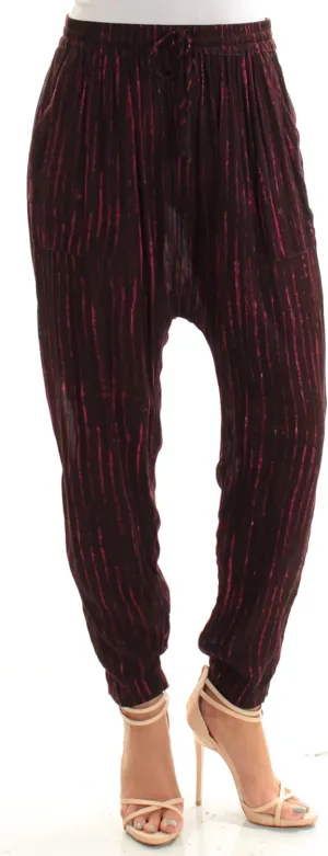 Free People Women's Printed Front Pockets Harem Pants Pink Combo Small