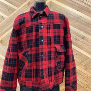 French Connection - Men's Wool-Blend Button-Up Jacket: Red/Black-men-XL