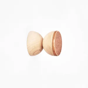 Geometric Beech Wood & Ceramic Wall Mounted Coat Hook / Knob - Terracotta Specks