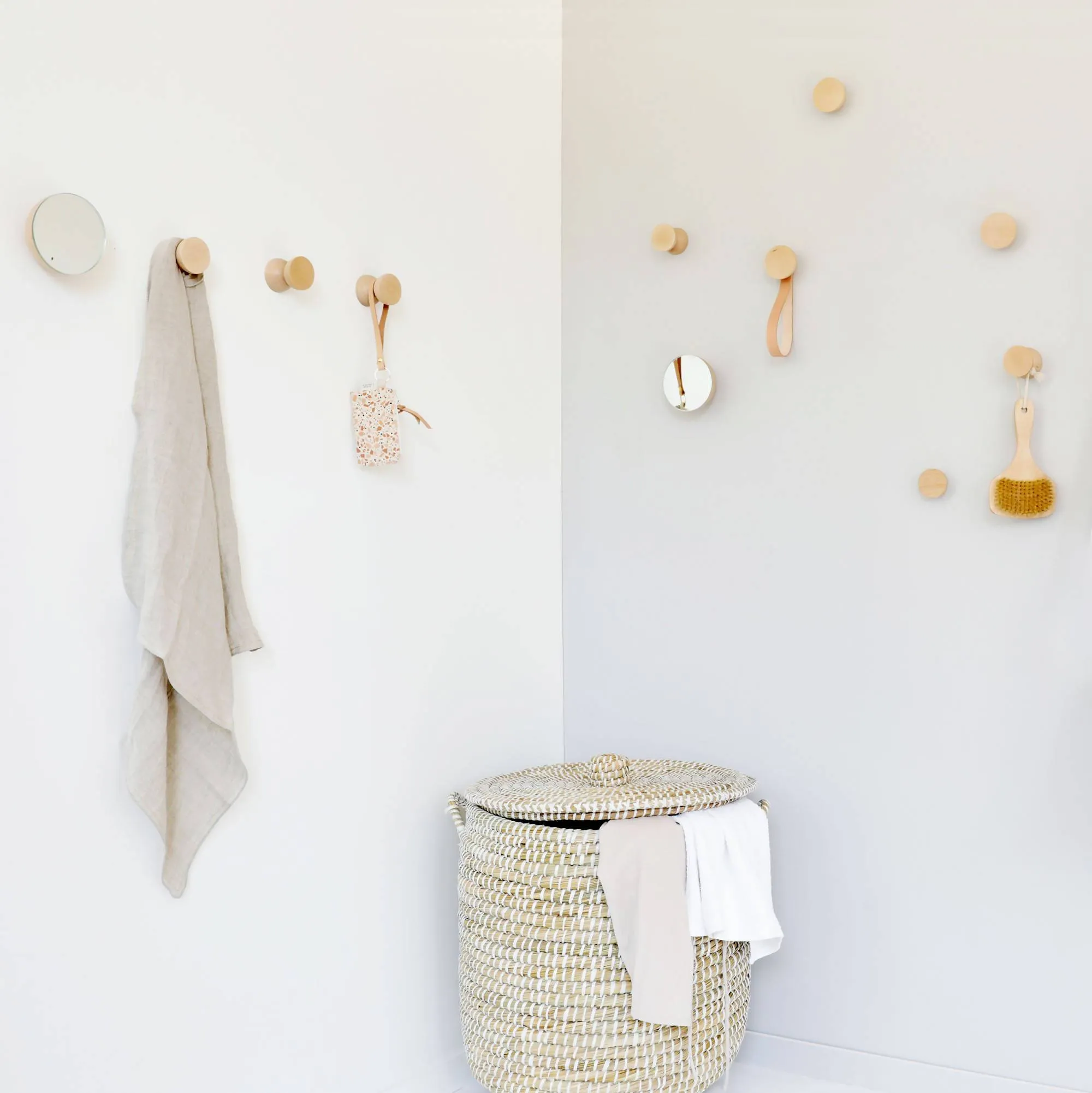 Geometric Beech Wood Wall Mounted Coat Hook / Knob