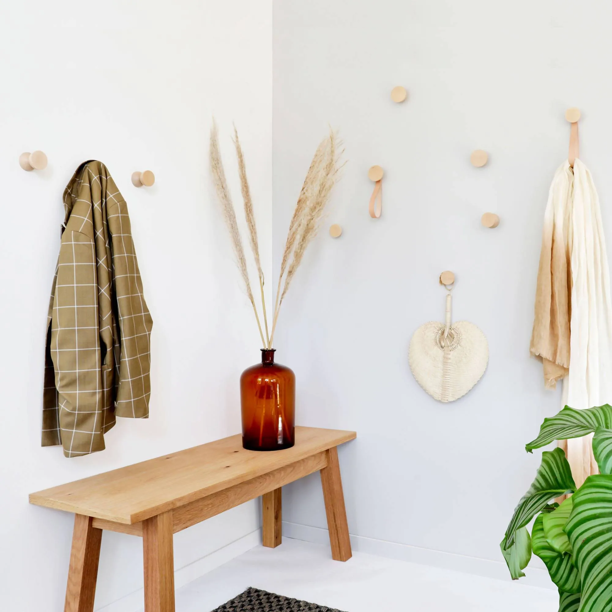 Geometric Beech Wood Wall Mounted Coat Hook / Knob